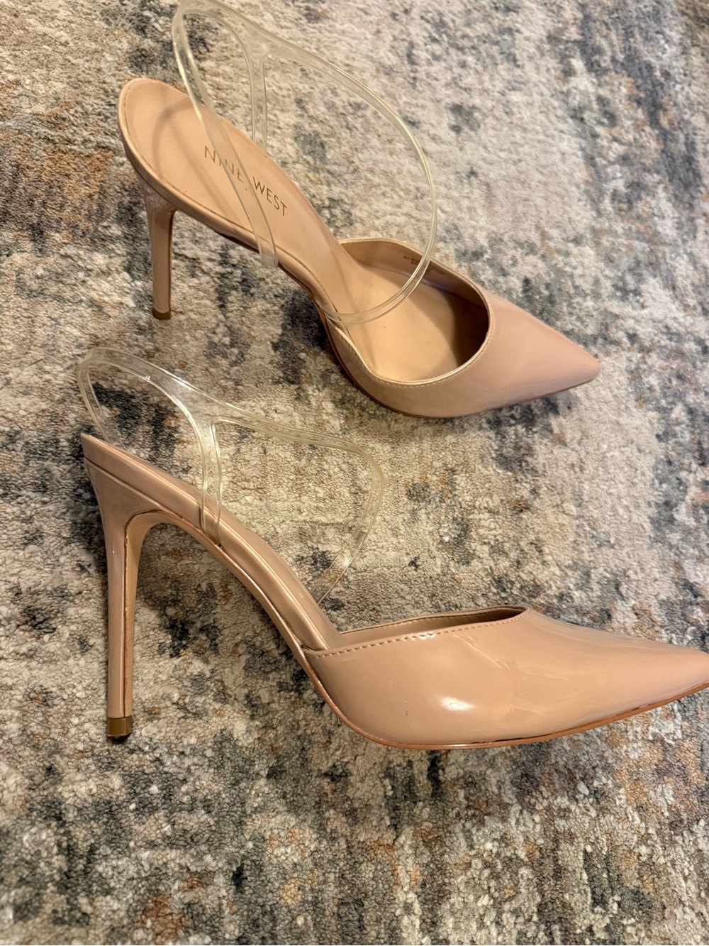 Nine West Nude Patent Pointed-Toe  Heels